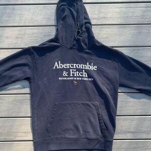 Abercrombie & Fitch; Embroidered; Relaxed; Navy Blue; Soft Fleece Hoodie; Medium